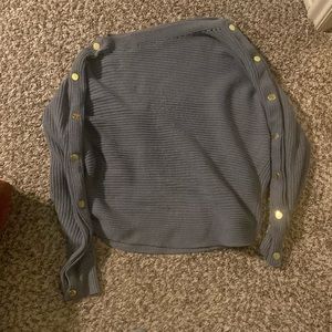 Grey sweater with gold buttons